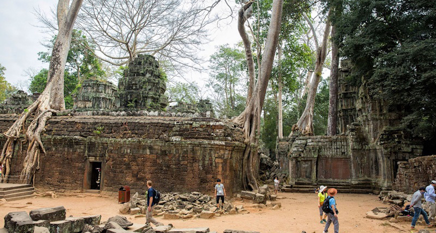 Des arbres géants crée une ambiance mystérieuse pour Prast Ta Prohm Ta 