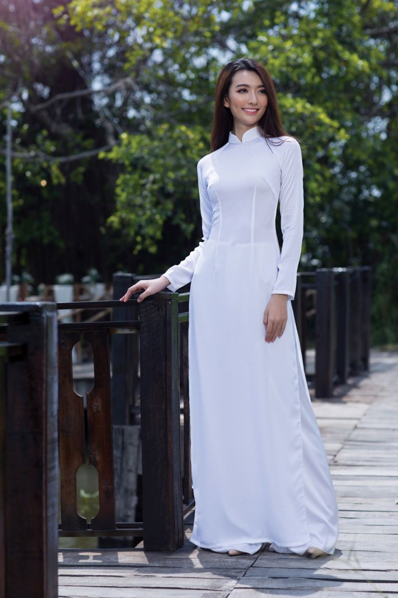 La femme portant un charmant ao dai est toujours un symbole du Vietnam.