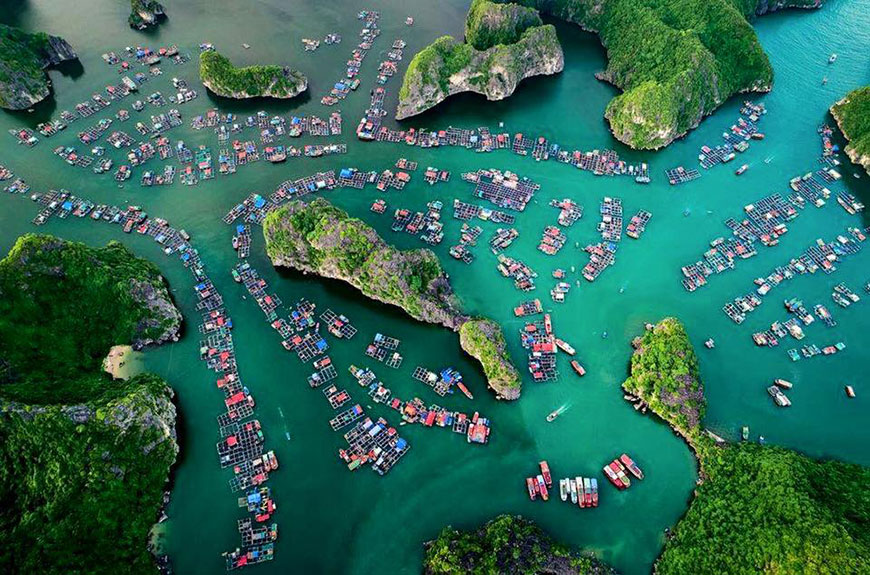 Villages de pêcheurs authentiques à la baie d''Halong