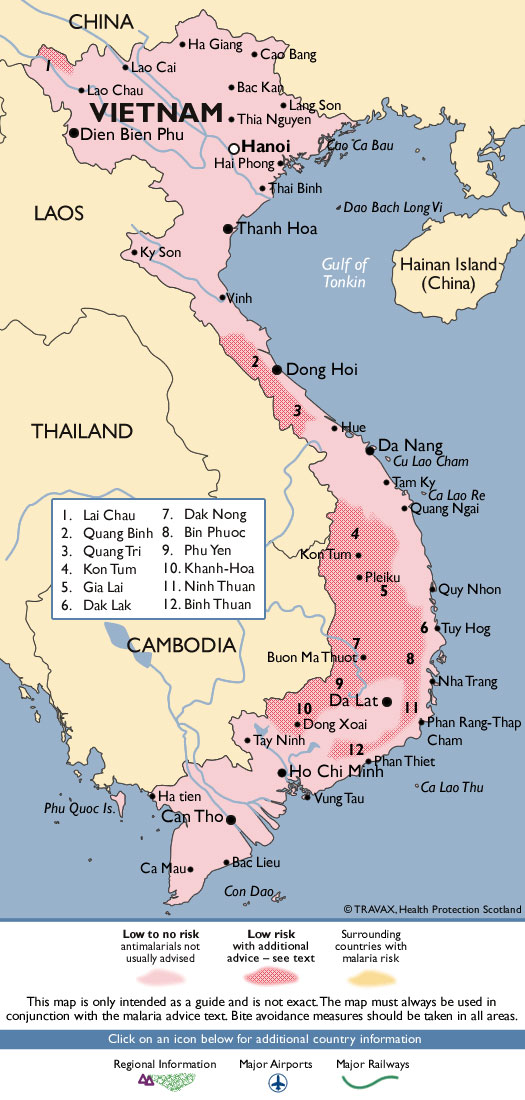 Carte du paludisme au Vietnam