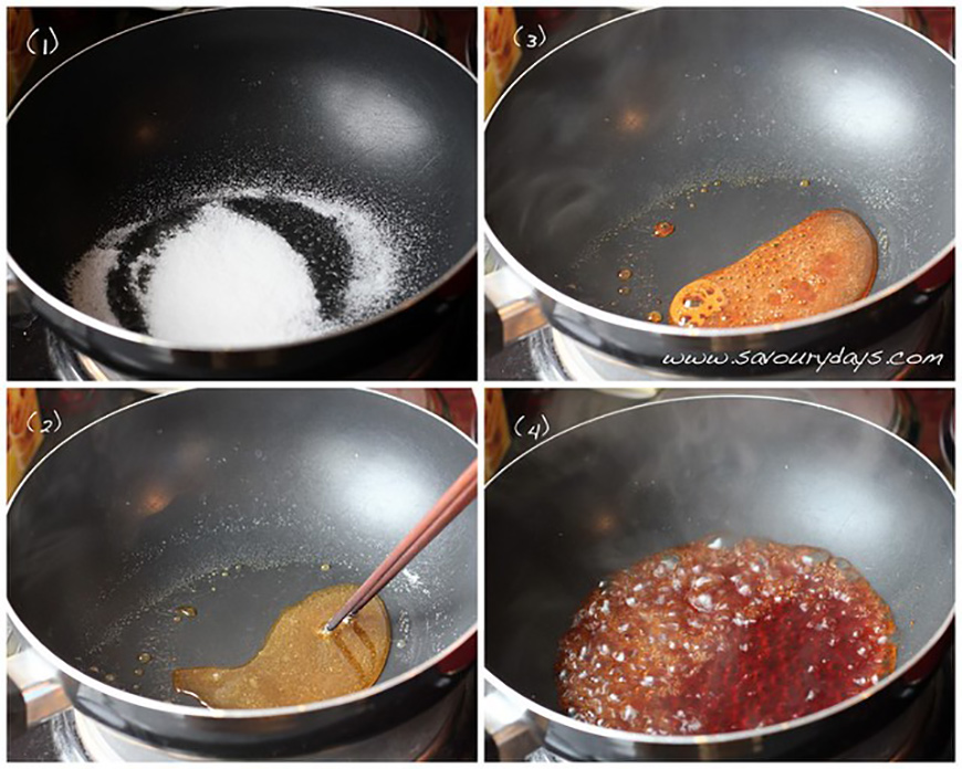 Préparation du porc au caramel vietnamien - Préparation de la sauce au caramel