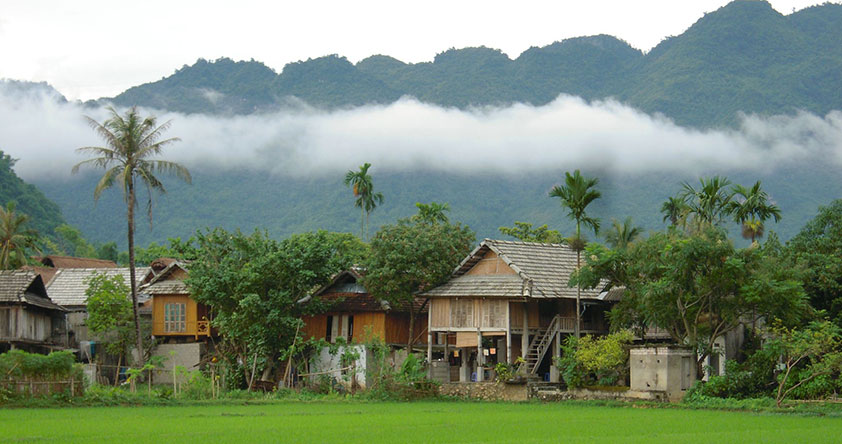 Les maisons de pilotis dans les villages ethniques à Mai Chau 