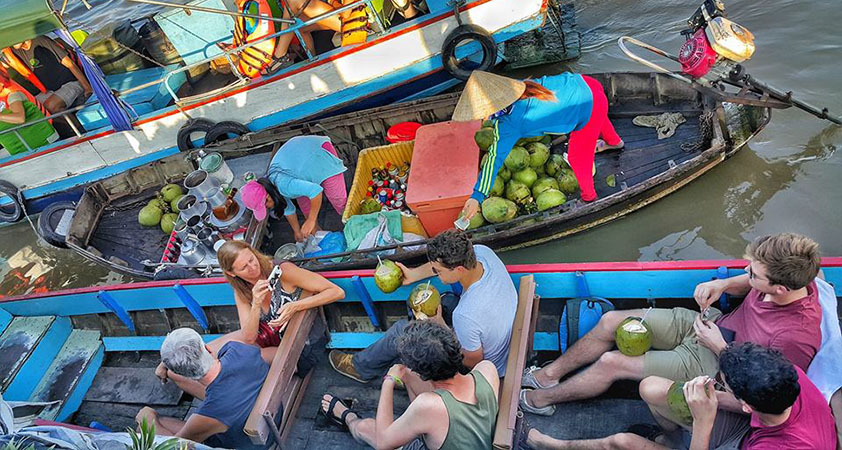 Croisière en sampan à rame au marché flottant de Cai Rang